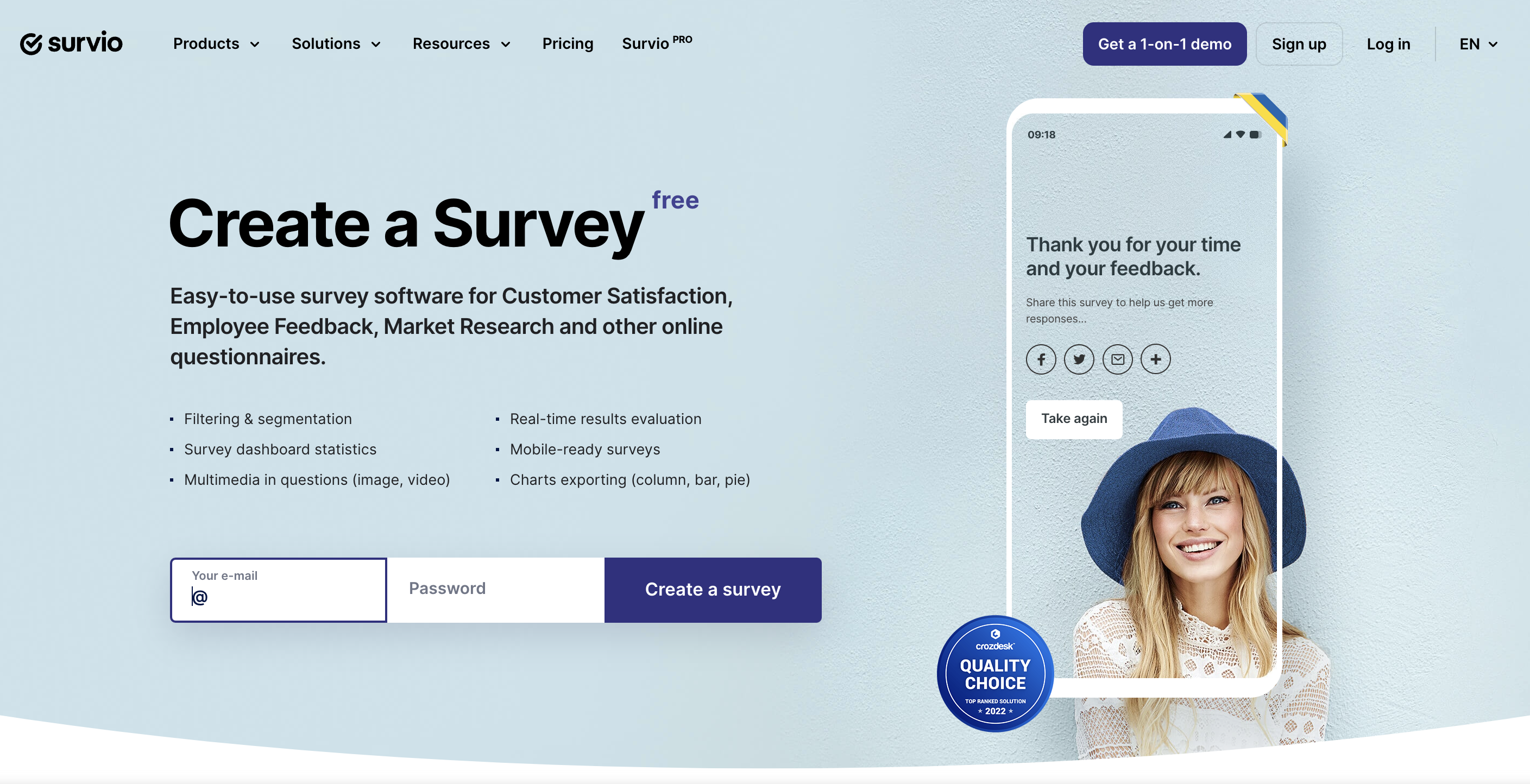 Survio - Feedback model typeform competitor